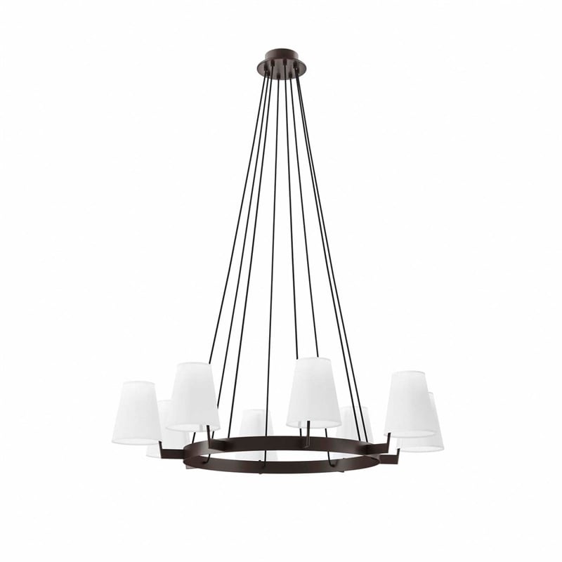 Pemberly Row 8-Light Metal and Fabric Chandelier in White/Bronze