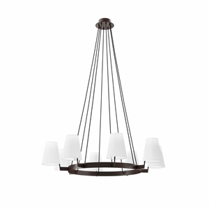 Pemberly Row 8-Light Metal and Fabric Chandelier in White/Bronze