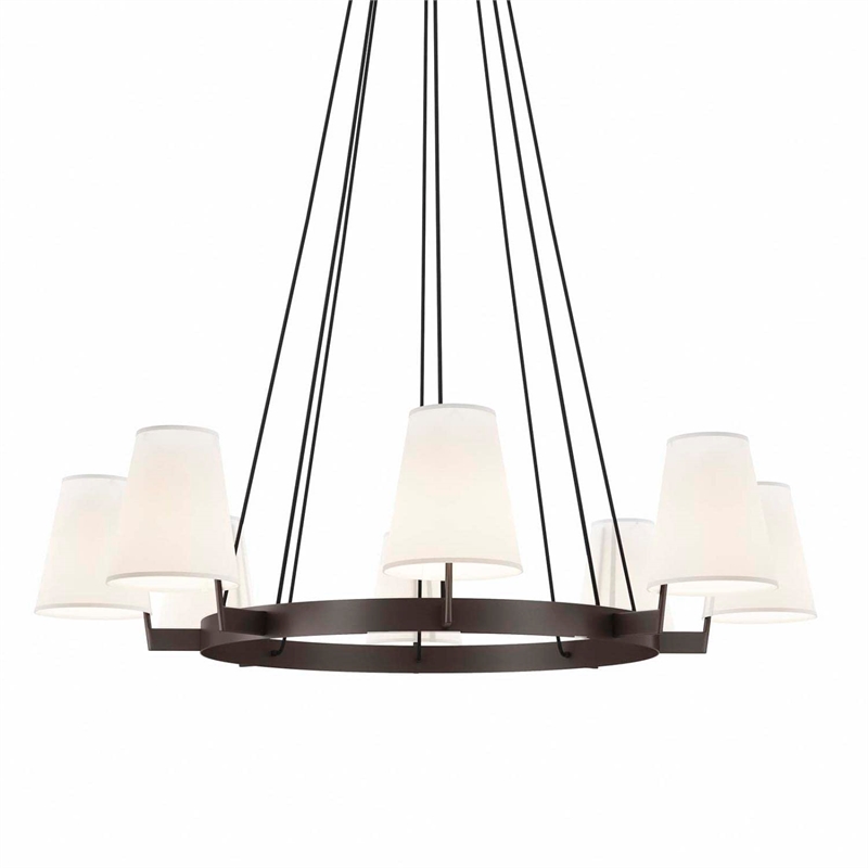 Pemberly Row 8-Light Metal and Fabric Chandelier in White/Bronze