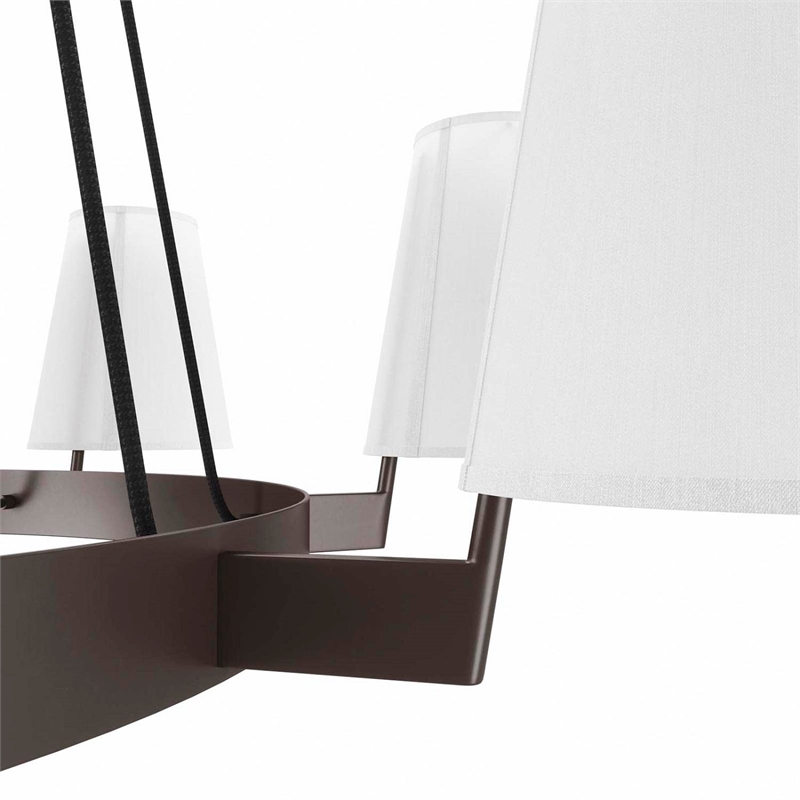 Pemberly Row 8-Light Metal and Fabric Chandelier in White/Bronze