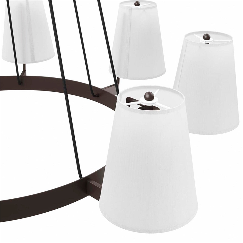 Pemberly Row 8-Light Metal and Fabric Chandelier in White/Bronze