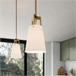 Pemberly Row Metal and Fabric Pendant Light in White and Satin Brass Finish