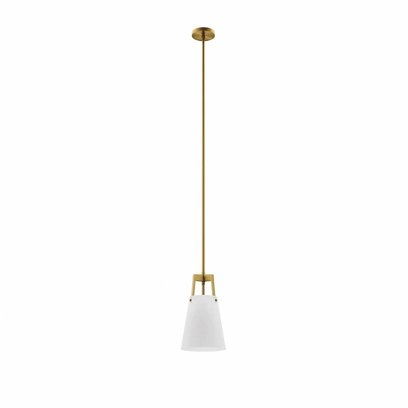 Pemberly Row Metal and Fabric Pendant Light in White and Satin Brass Finish