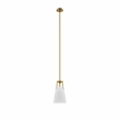 Pemberly Row Metal and Fabric Pendant Light in White and Satin Brass Finish