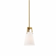 Pemberly Row Metal and Fabric Pendant Light in White and Satin Brass Finish