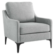 Pemberly Row Upholstered Fabric and Metal Armchair in Light Gray