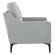 Pemberly Row Upholstered Fabric and Metal Armchair in Light Gray