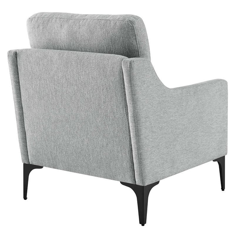 Pemberly Row Upholstered Fabric and Metal Armchair in Light Gray