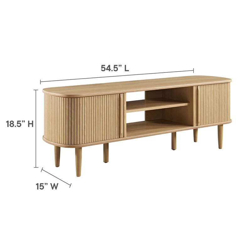 Pemberly Row Rubberwood and MDF Wood TV Stand for TVs up to 60
