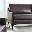 Pemberly Row Contemporary Leather and Metal Sofa in Brown Finish