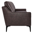 Pemberly Row Contemporary Leather and Metal Sofa in Brown Finish
