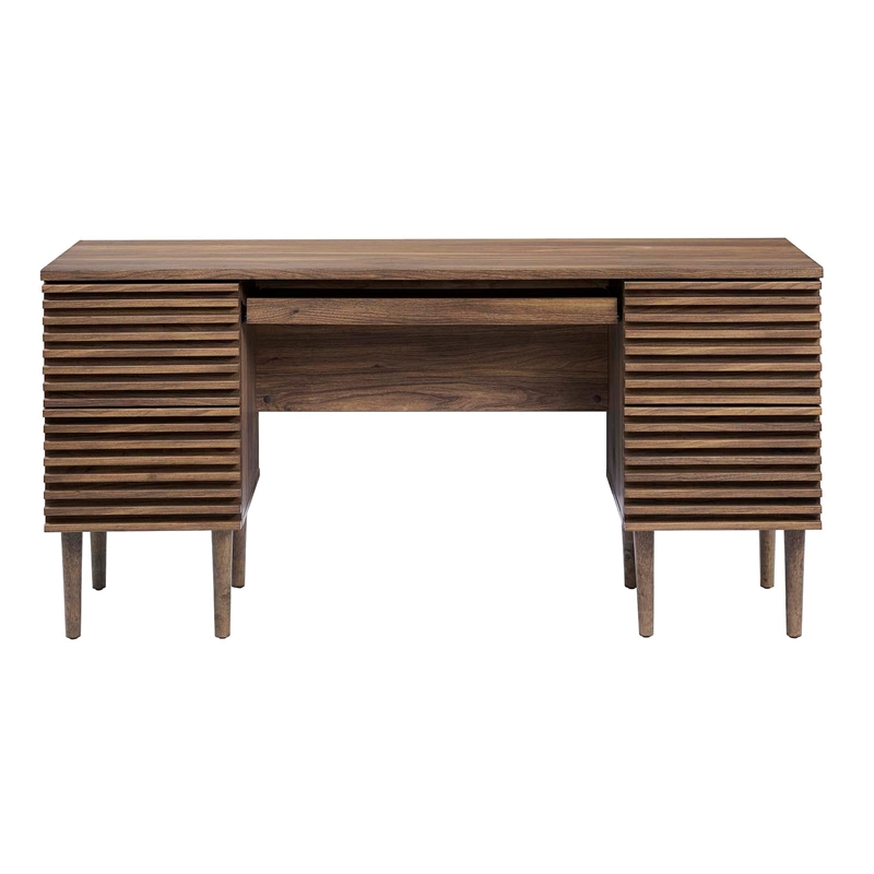 Pemberly Row Particleboard and Laminate Office Desk in Walnut