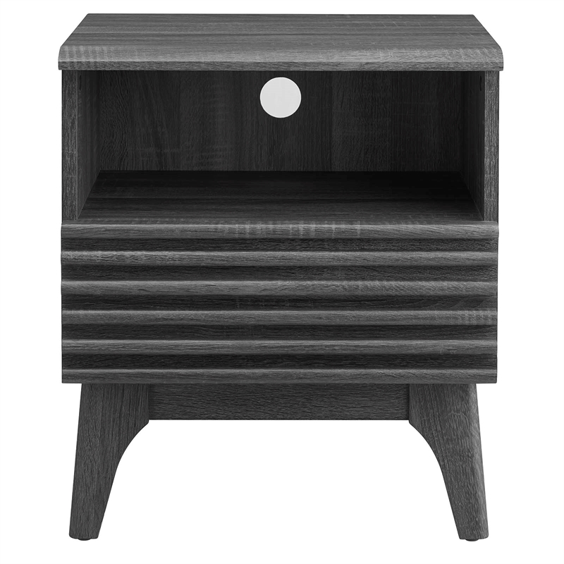 Pemberly Row Modern Particleboard Wood Nightstand - Charcoal Finish