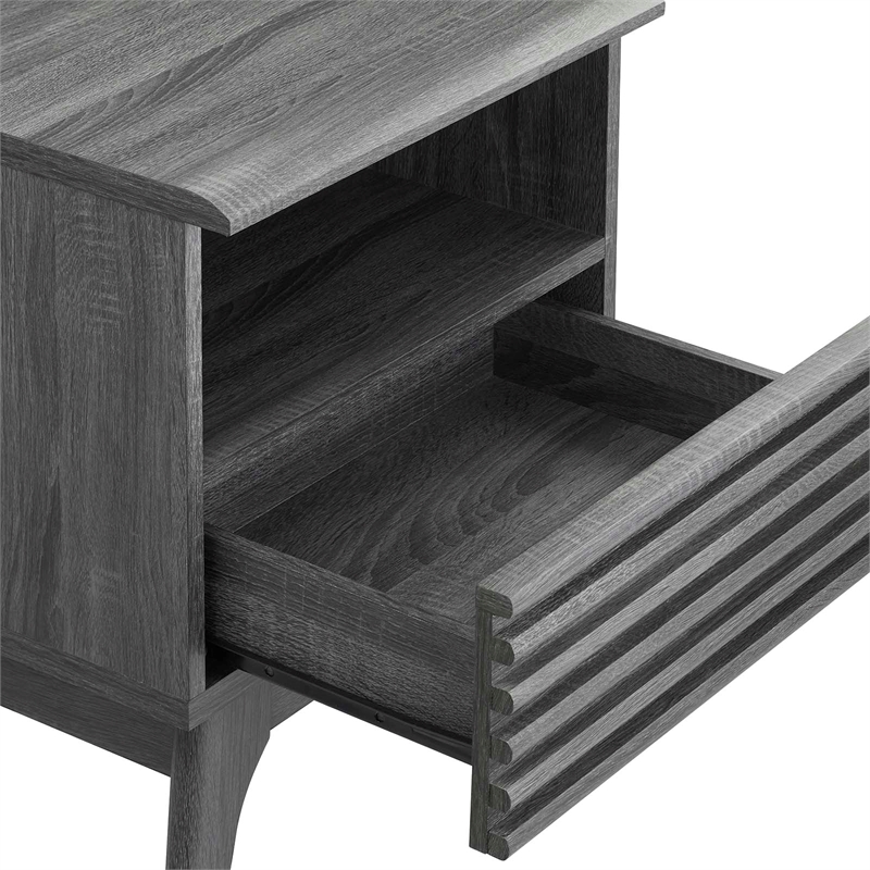 Pemberly Row Modern Particleboard Wood Nightstand - Charcoal Finish
