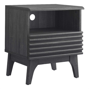 Pemberly Row Modern Particleboard Wood Nightstand - Charcoal Finish