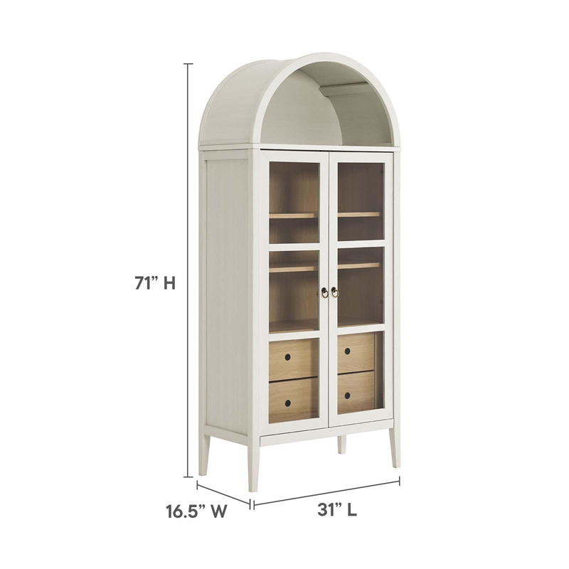 Pemberly Row Wood Tall Storage Display Cabinet in White and Oak