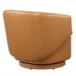 Pemberly Row Upholstered Vegan Faux Leather & Wood Swivel Chair in Tan