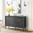Pemberly Row Chevron Wood Sideboard with Adjustable Shelves in Black