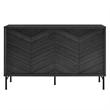 Pemberly Row Chevron Wood Sideboard with Adjustable Shelves in Black