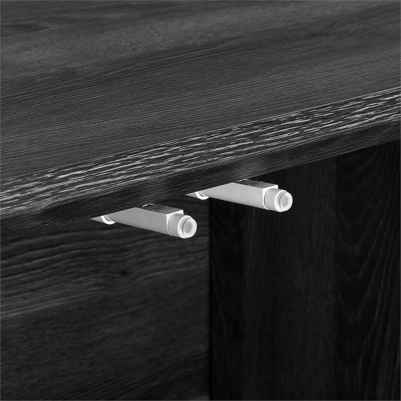 Pemberly Row Chevron Wood Sideboard with Adjustable Shelves in Black