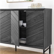 Pemberly Row Chevron Wood Sideboard with Adjustable Shelves in Black