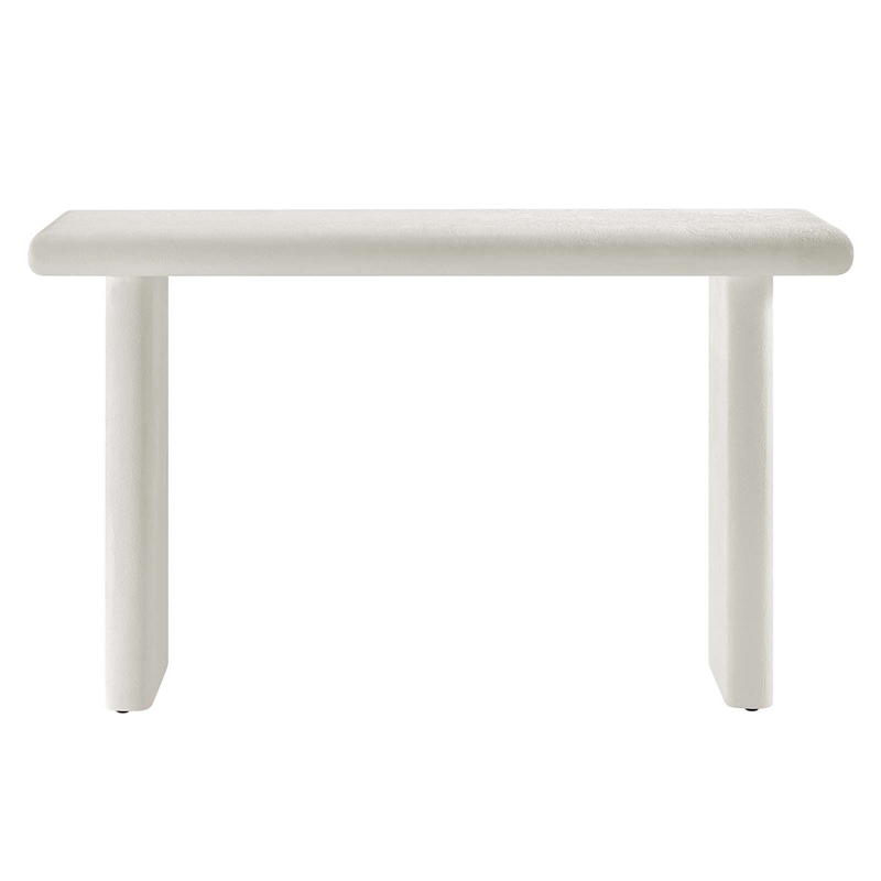Pemberly Row Modern Wood & Cement Concrete Console Table in White