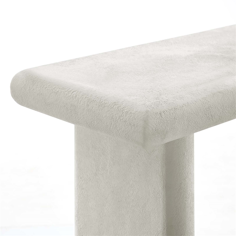 Pemberly Row Modern Wood & Cement Concrete Console Table in White