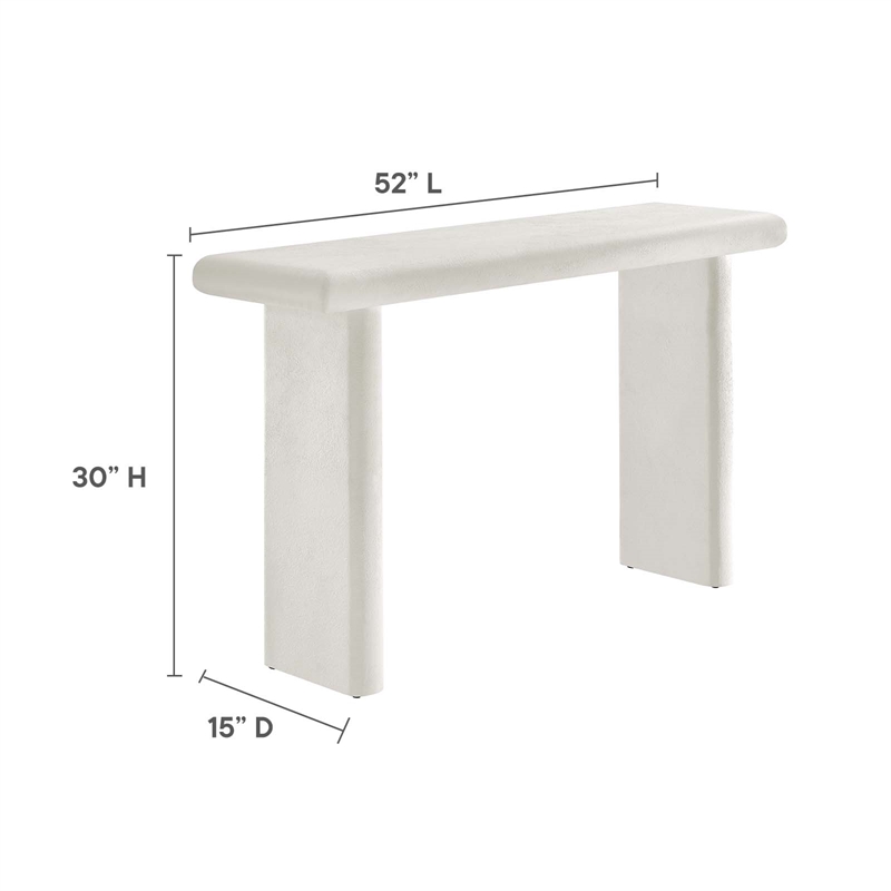 Pemberly Row Modern Wood & Cement Concrete Console Table in White