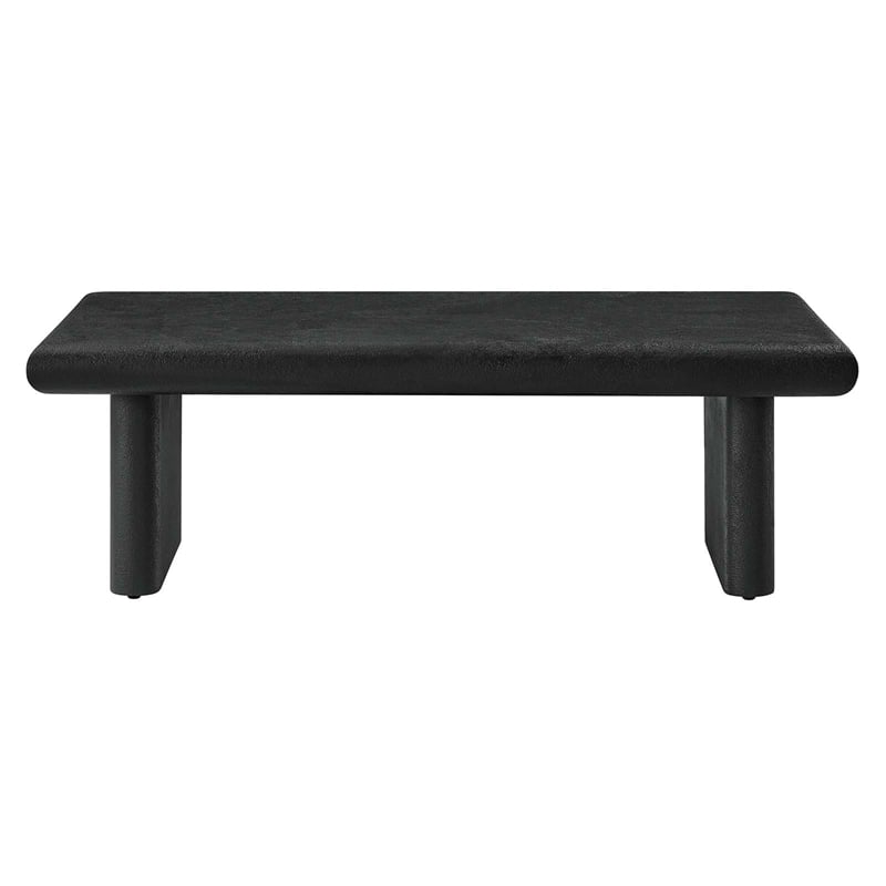 Pemberly Row Modern Wood & Cement Concrete Coffee Table in Black