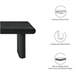 Pemberly Row Modern Wood & Cement Concrete Coffee Table in Black