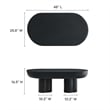 Pemberly Row Contemporary Oval Concrete Coffee Table in Black