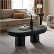 Pemberly Row Contemporary Oval Concrete Coffee Table in Black