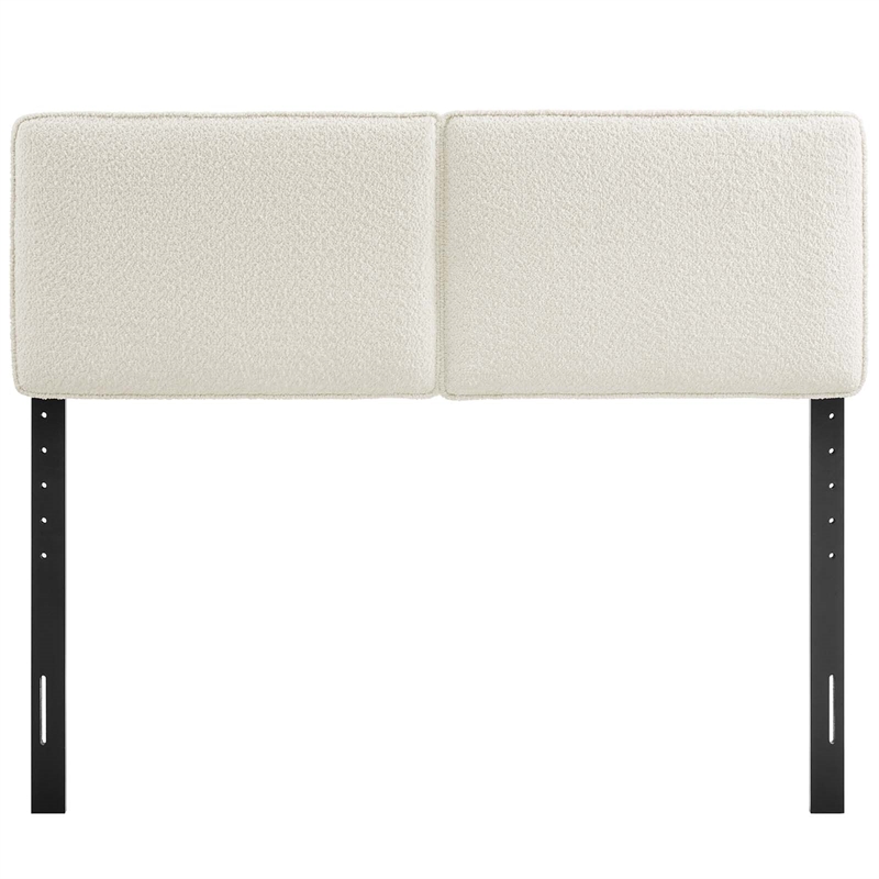 Pemberly Row Contemporary Boucle Fabric Queen Headboard in Cream