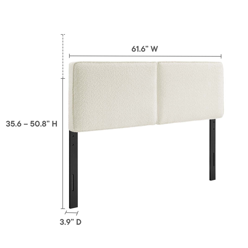 Pemberly Row Contemporary Boucle Fabric Queen Headboard in Cream