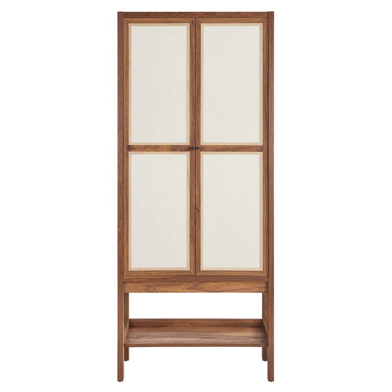 Pemberly Row Tall Wood Grain Standing Storage Cabinet in Walnut