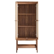 Pemberly Row Tall Wood Grain Standing Storage Cabinet in Walnut