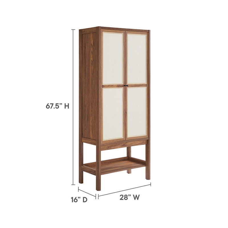 Pemberly Row Tall Wood Grain Standing Storage Cabinet in Walnut