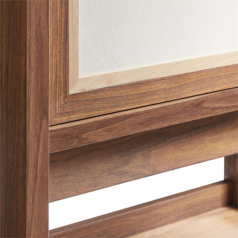 Pemberly Row Tall Wood Grain Standing Storage Cabinet in Walnut