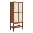 Pemberly Row Tall Wood Grain Standing Storage Cabinet in Walnut
