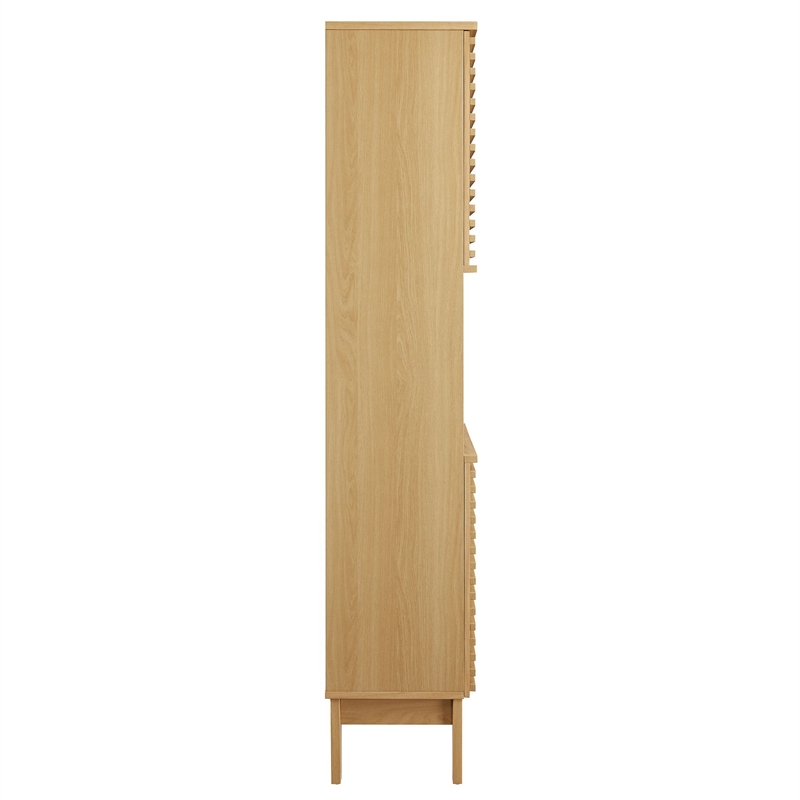 Pemberly Row Contemporary Tall Bathroom Storage Cabinet in Oak