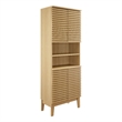 Pemberly Row Contemporary Tall Bathroom Storage Cabinet in Oak