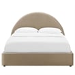 Pemberly Row Performance Velvet Arched Round King Platform Bed in Taupe