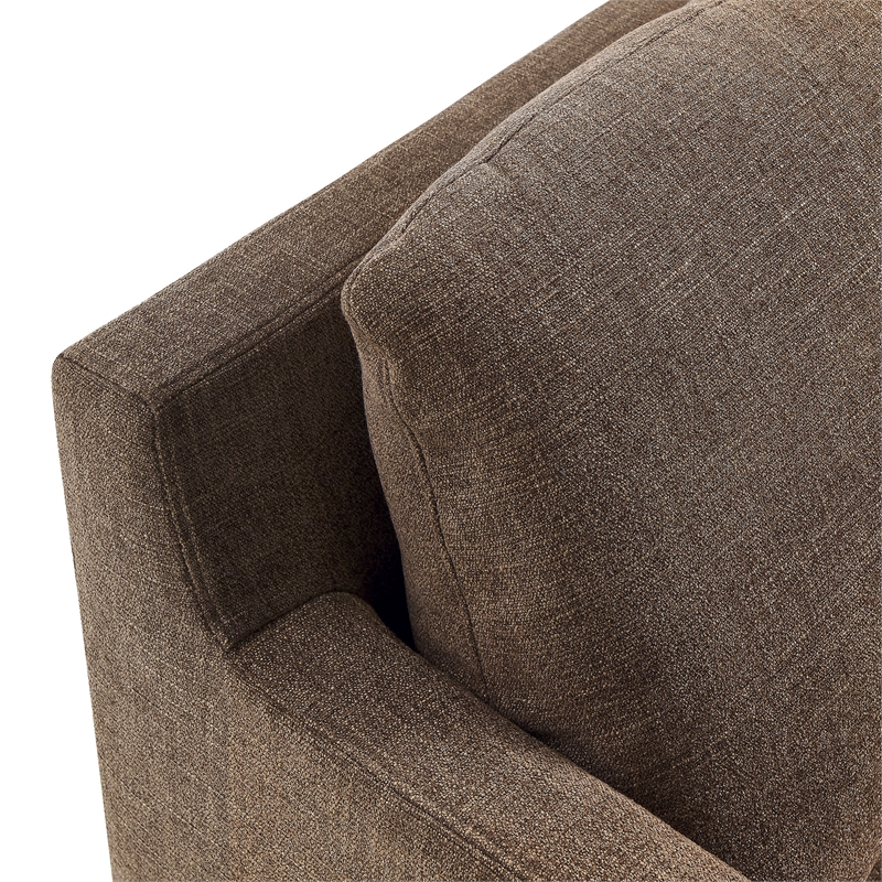 Pemberly Row Contemporary Fabric Slipcovered Swivel Armchair in Mocha