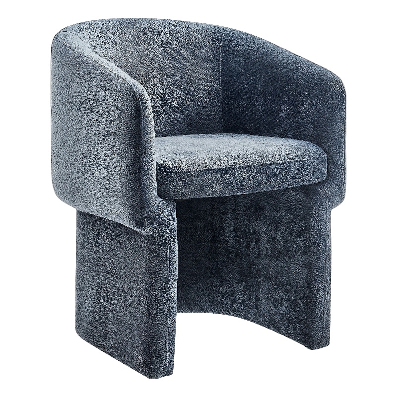 Pemberly Row Contemporary Chenille Dining Armchair in Slate Blue