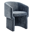 Pemberly Row Contemporary Chenille Dining Armchair in Slate Blue