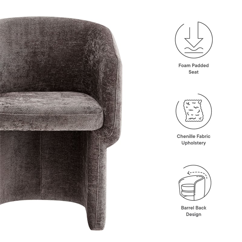 Pemberly Row Contemporary Chenille Dining Armchair in Chocolate Brown