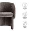 Pemberly Row Contemporary Chenille Dining Armchair in Chocolate Brown