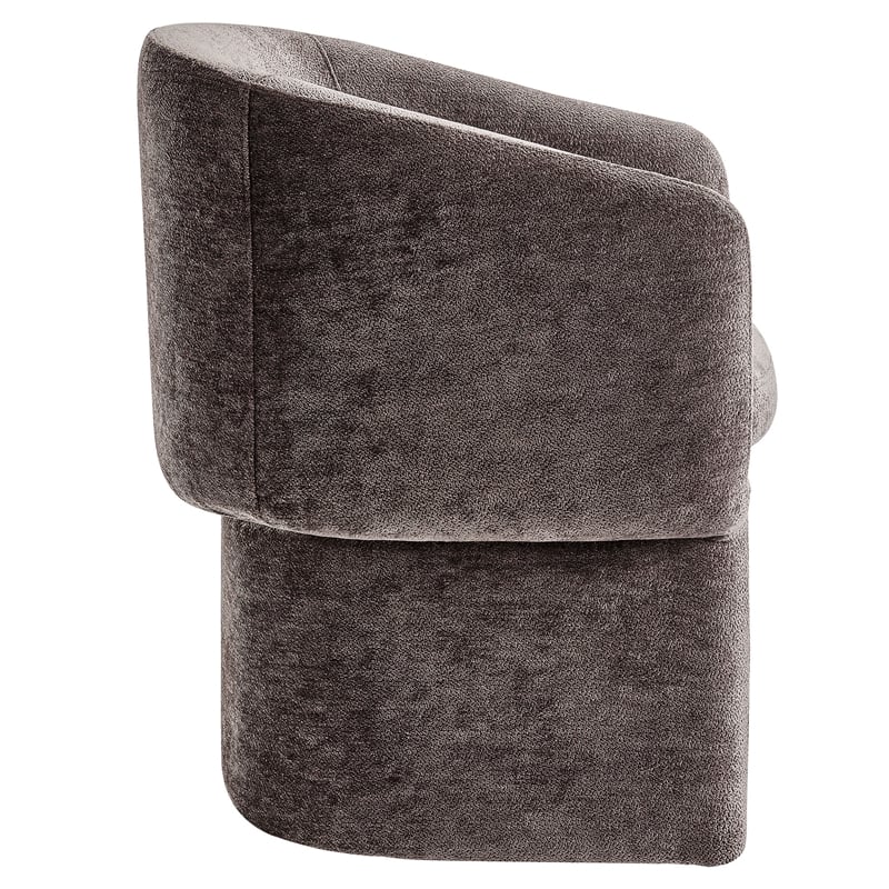 Pemberly Row Contemporary Chenille Dining Armchair in Chocolate Brown