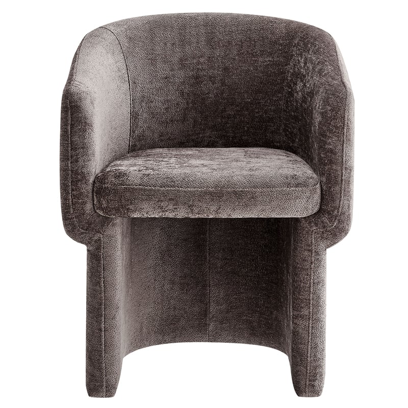 Pemberly Row Contemporary Chenille Dining Armchair in Chocolate Brown