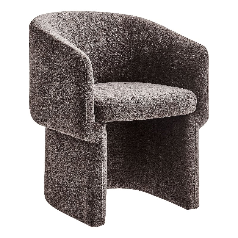 Pemberly Row Contemporary Chenille Dining Armchair in Chocolate Brown